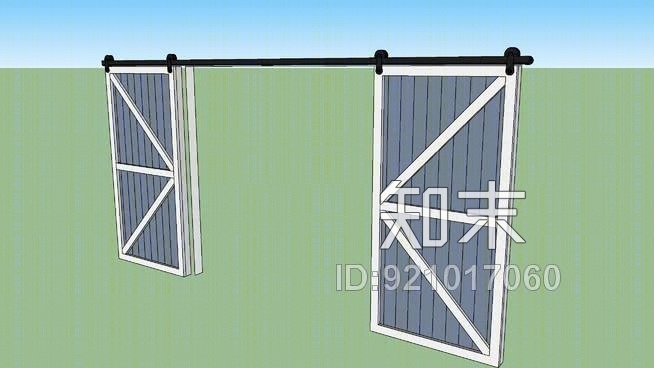 带滑轮轨道的谷仓门SU模型下载【ID:921017060】