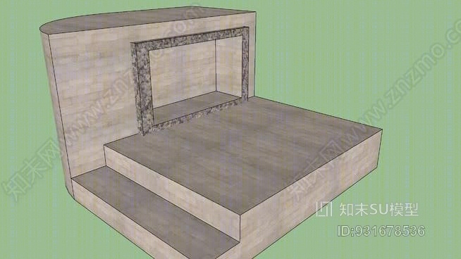 壁炉（有台阶和石灰岩盖）SU模型下载【ID:931678536】