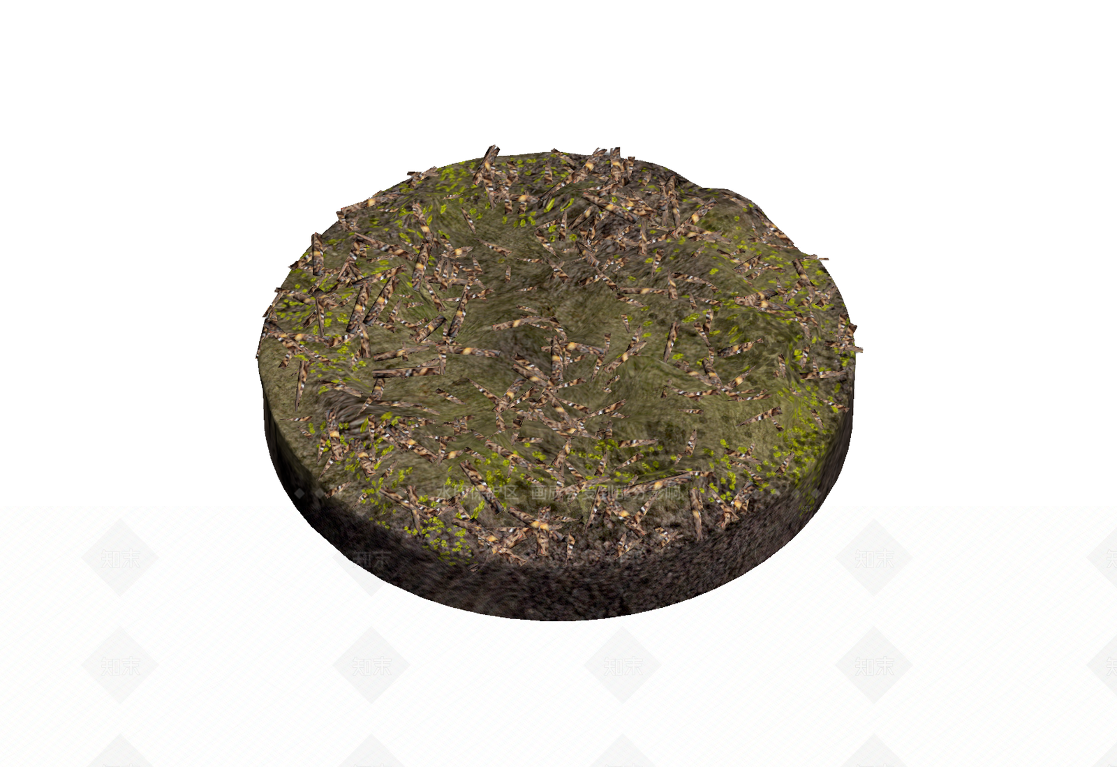 圆形苔藓覆盖地面组件3D模型下载【ID:1206192937】