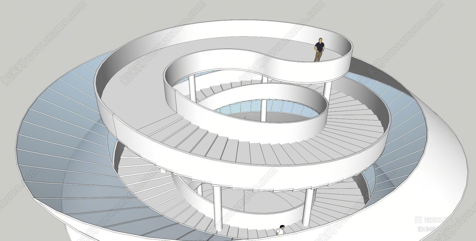 现代螺旋景观塔SU模型下载【ID:549511324】