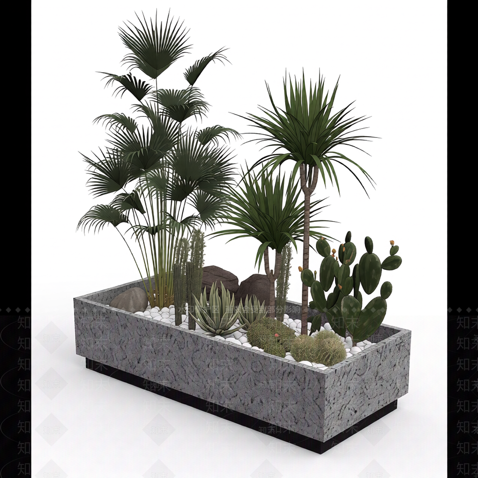 带盆栽植物组合3D模型下载【ID:1206192286】