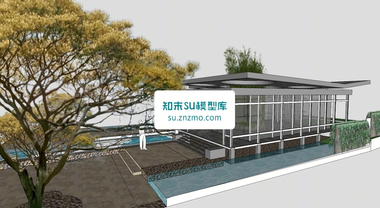 现代简约建筑展馆模型SU模型下载【ID:148483234】