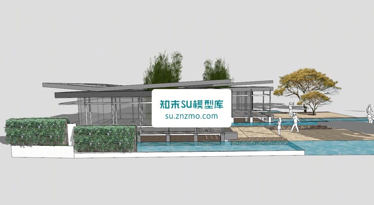 现代简约建筑展馆模型SU模型下载【ID:148483234】