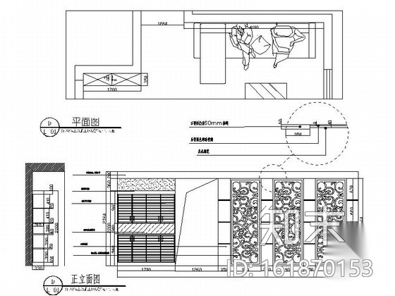 现代风格三居室样板间室内装修图cad施工图下载【ID:161870153】