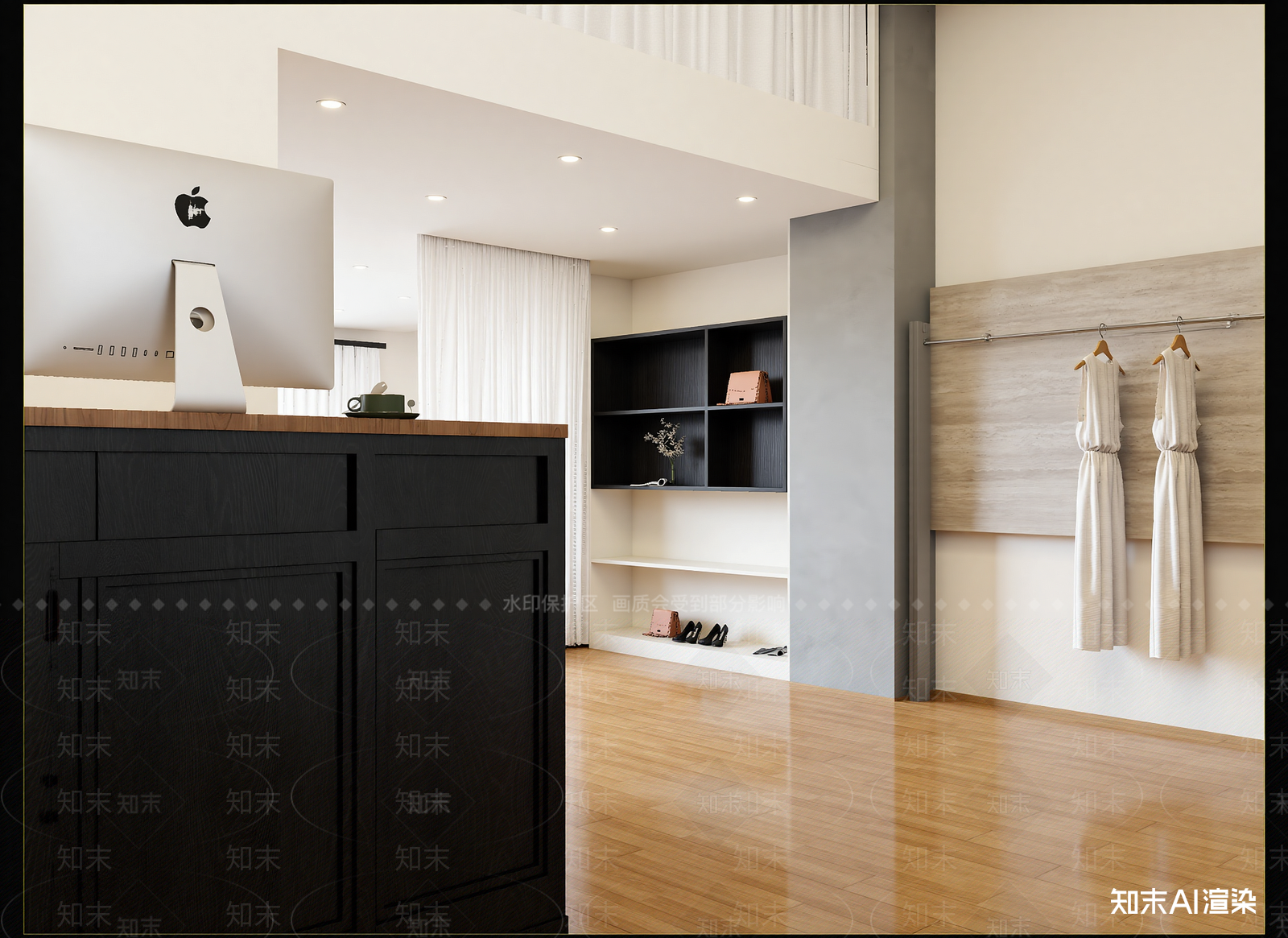 奶油衣帽间3D模型下载【ID:1214785715】