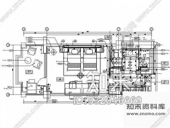 施工图豪华双人标间室内装修施工图施工图下载【ID:532046669】
