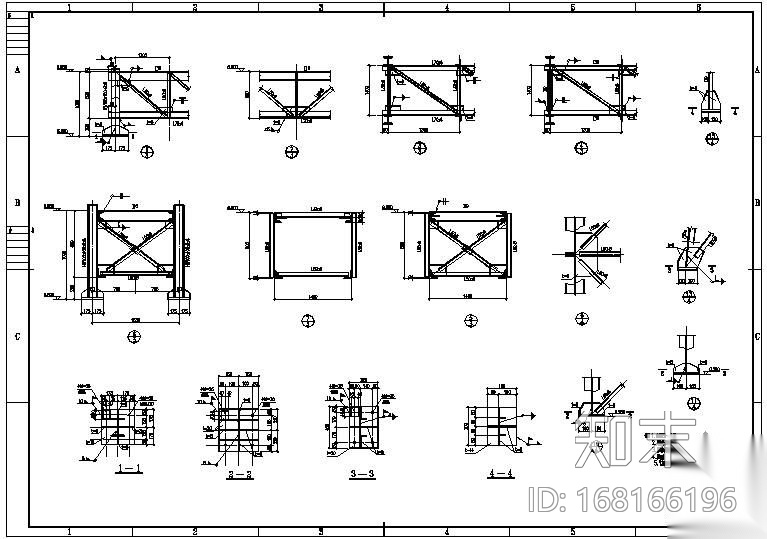 某宝钢管道支架钢结构节点构造详图施工图下载【ID:168166196】