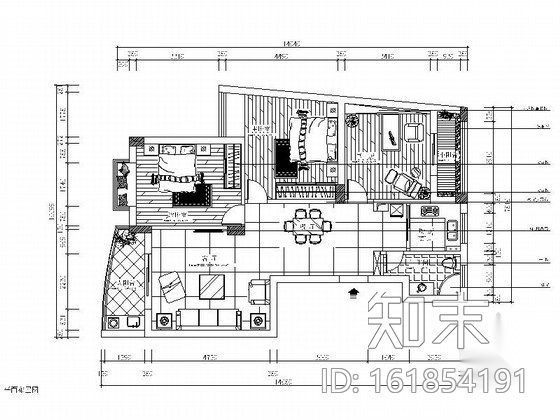 简洁现代风格两居室装修图（含效果图）cad施工图下载【ID:161854191】