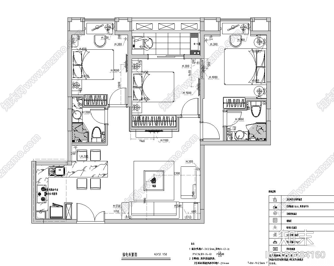 凯隆地产现代风格样板房室内施工图设计（CAD+实景图）施工图下载【ID:180484160】