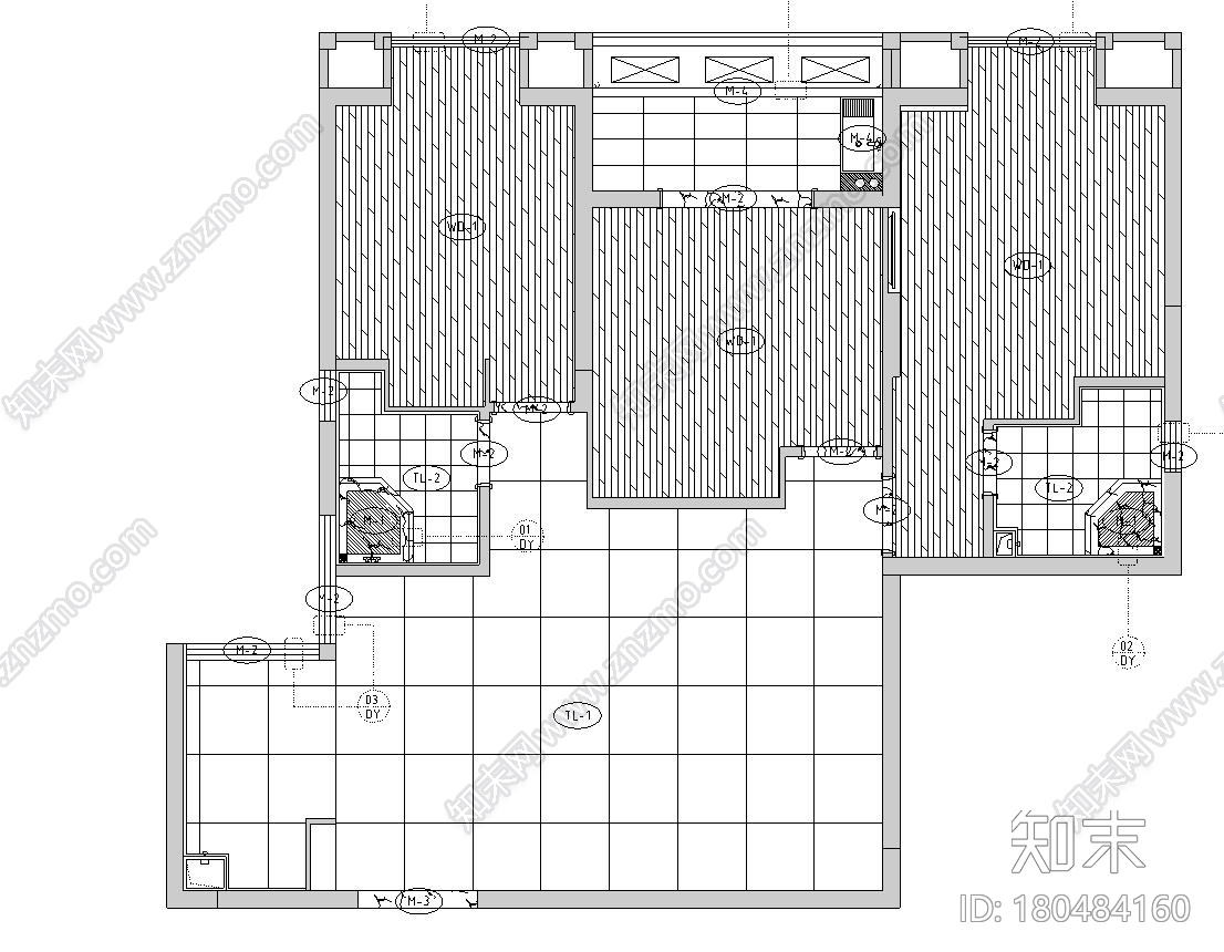 凯隆地产现代风格样板房室内施工图设计（CAD+实景图）施工图下载【ID:180484160】