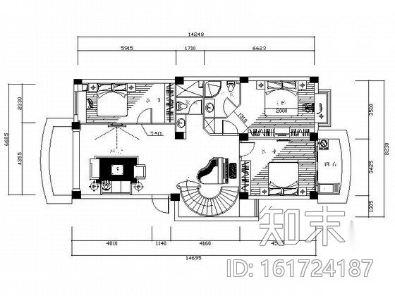 [陕西]高档住宅区双层欧式别墅装修图（含效果）施工图下载【ID:161724187】