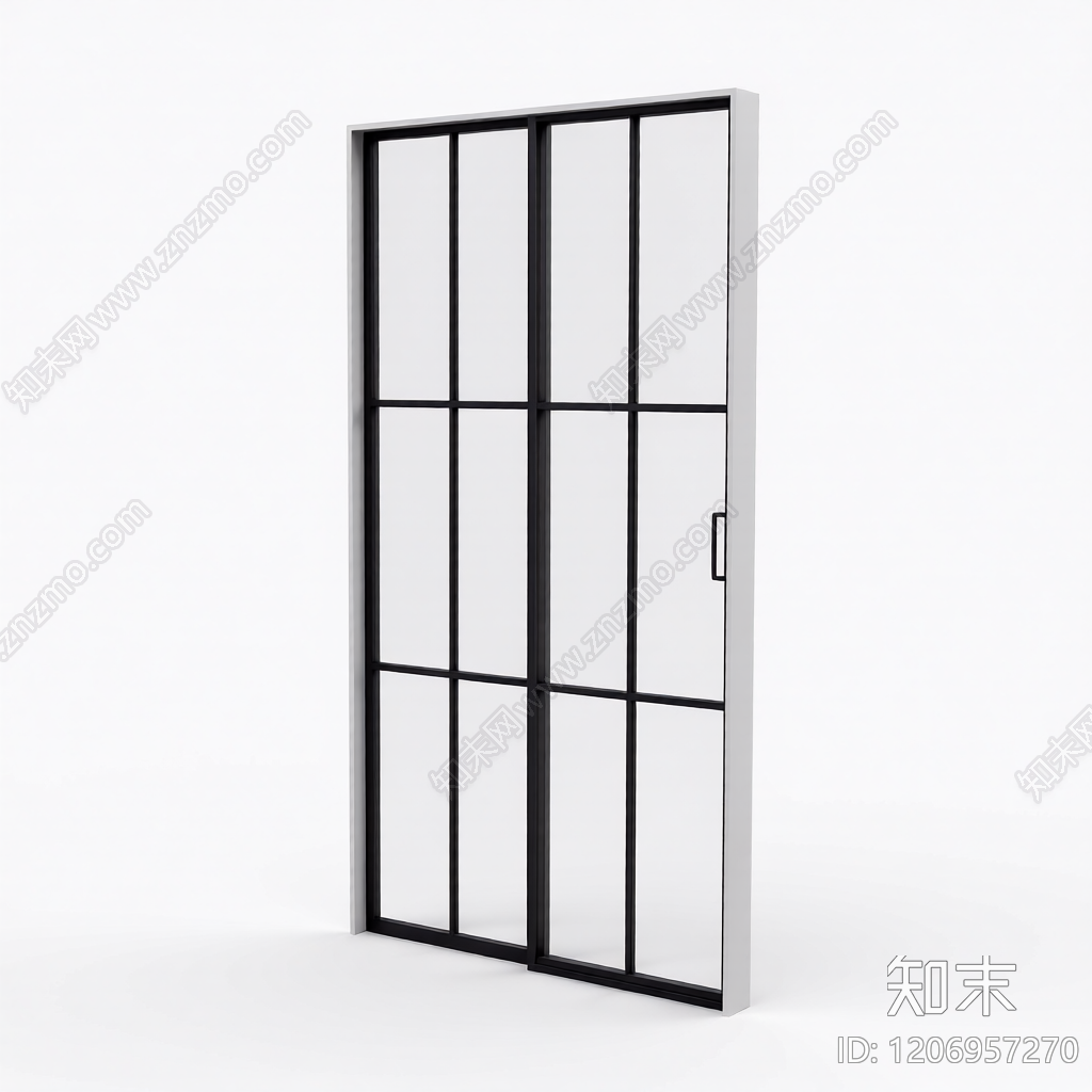 黑框玻璃隔断门3D模型下载【ID:1206957270】