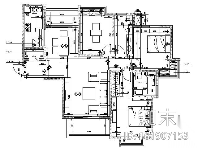 [武汉]100㎡水晶时尚三居施工图（含实景）cad施工图下载【ID:161907153】