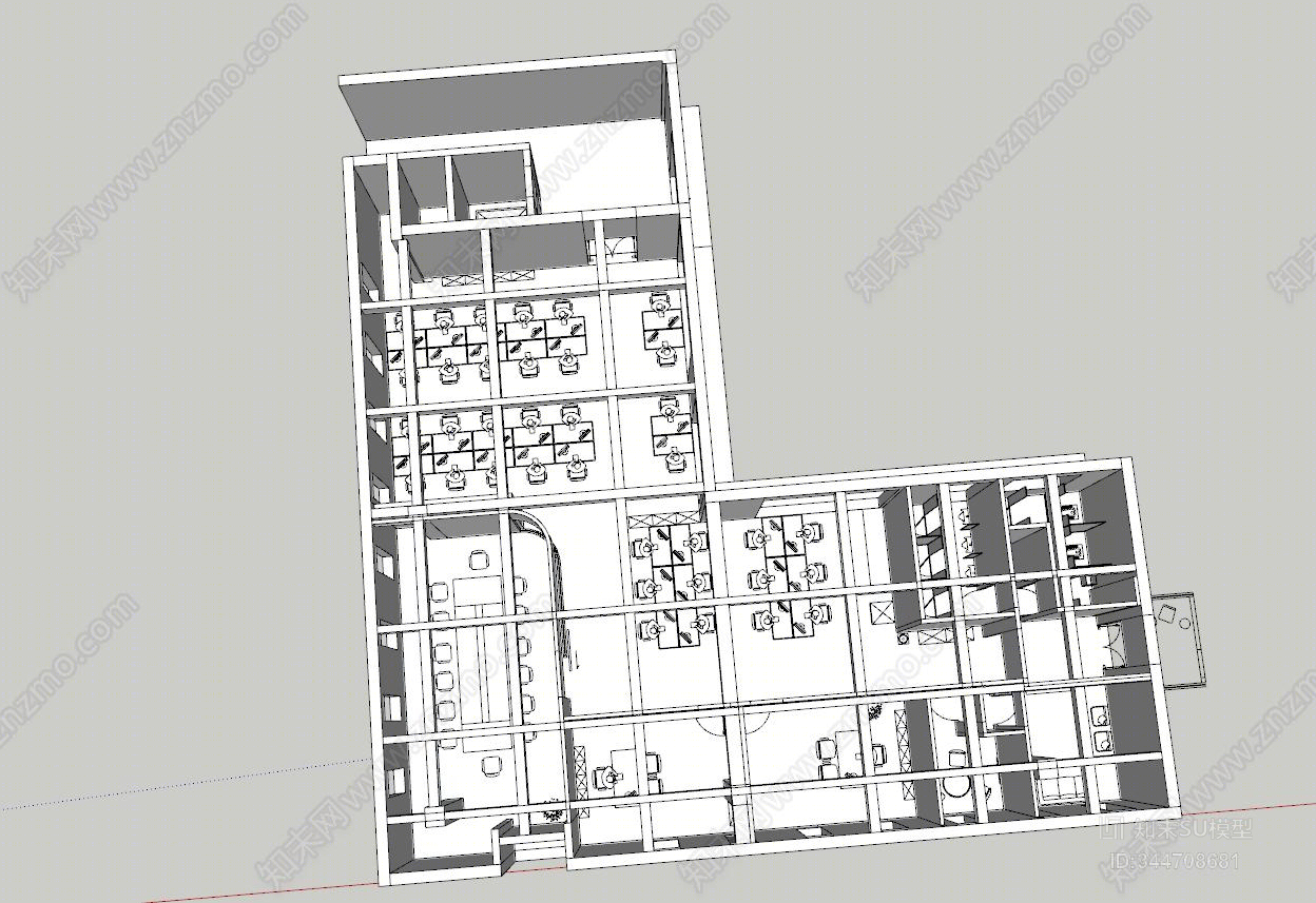 工业风格办公空间SU模型下载【ID:344708681】