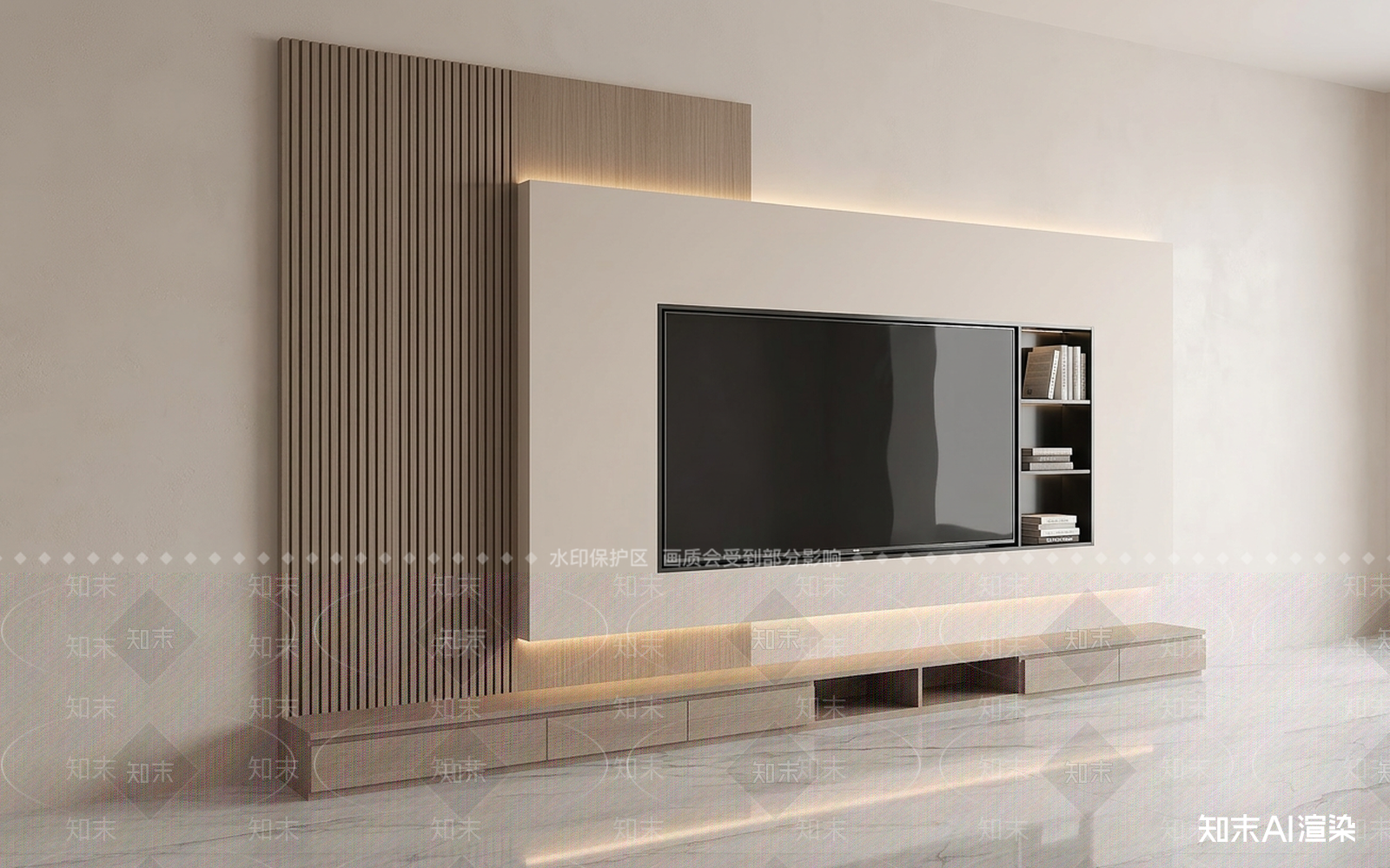 现代家居客厅3D模型渲染效果图