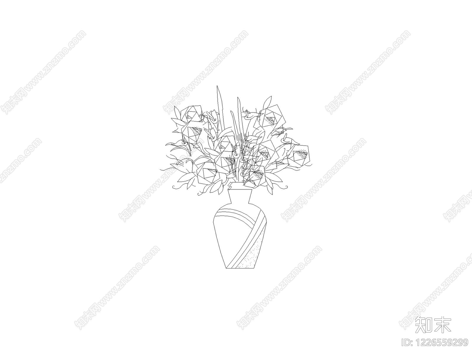 种绿植盆栽图块cad施工图下载【ID:1226559299】