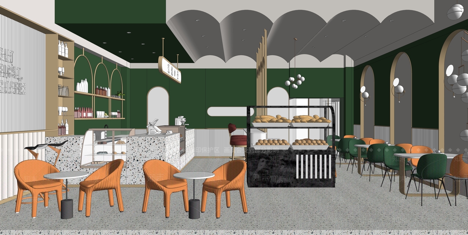 现代流行现代咖啡馆SU模型下载【ID:196320260】
