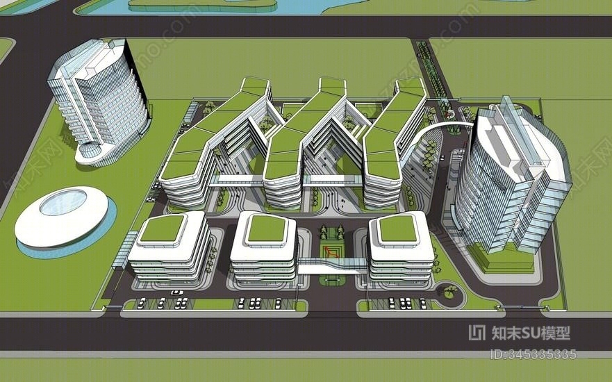 高新技术产业园科技园SU模型下载【ID:345335335】