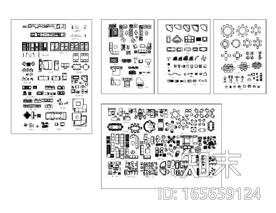 CAD综合平面图块集cad施工图下载【ID:165659124】