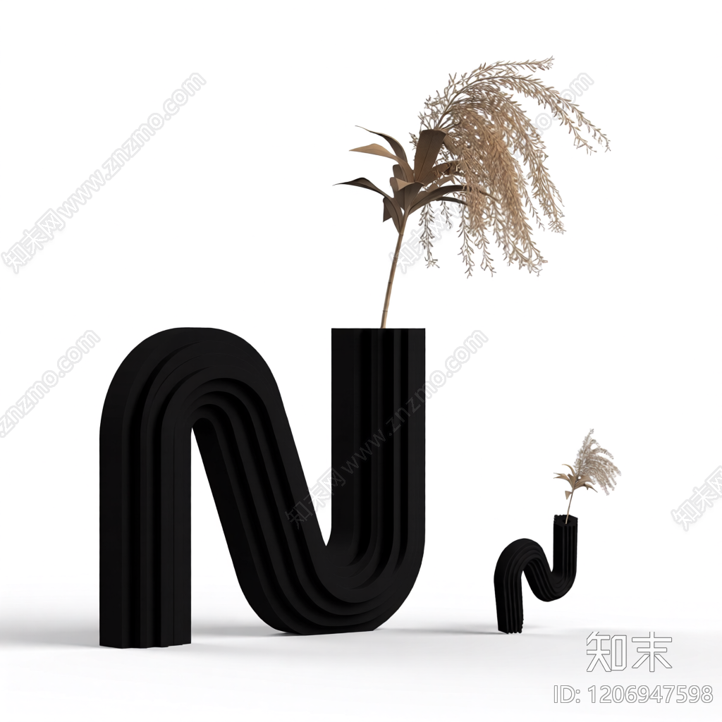 N形花瓶插花装饰3D模型下载【ID:1206947598】