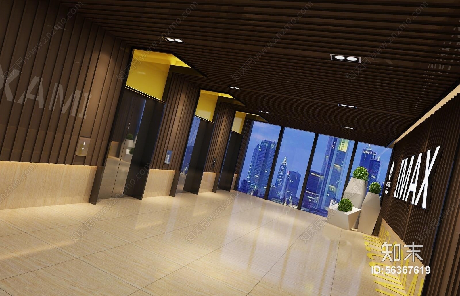 有创意的电影院卫生间及电梯厅3D模型下载【ID:56367619】