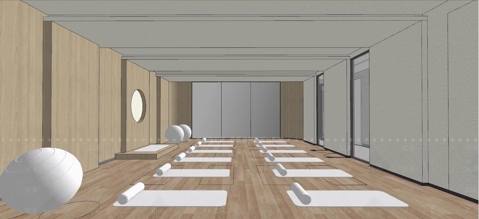 现代瑜伽室SU模型下载【ID:1127405575】