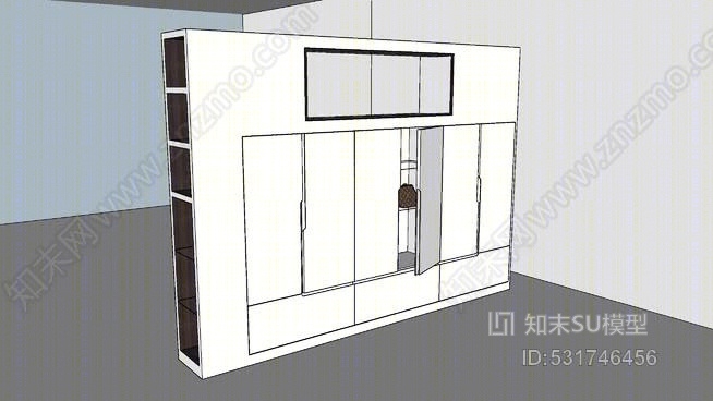 后置独立式房间隔墙SU模型下载【ID:531746456】