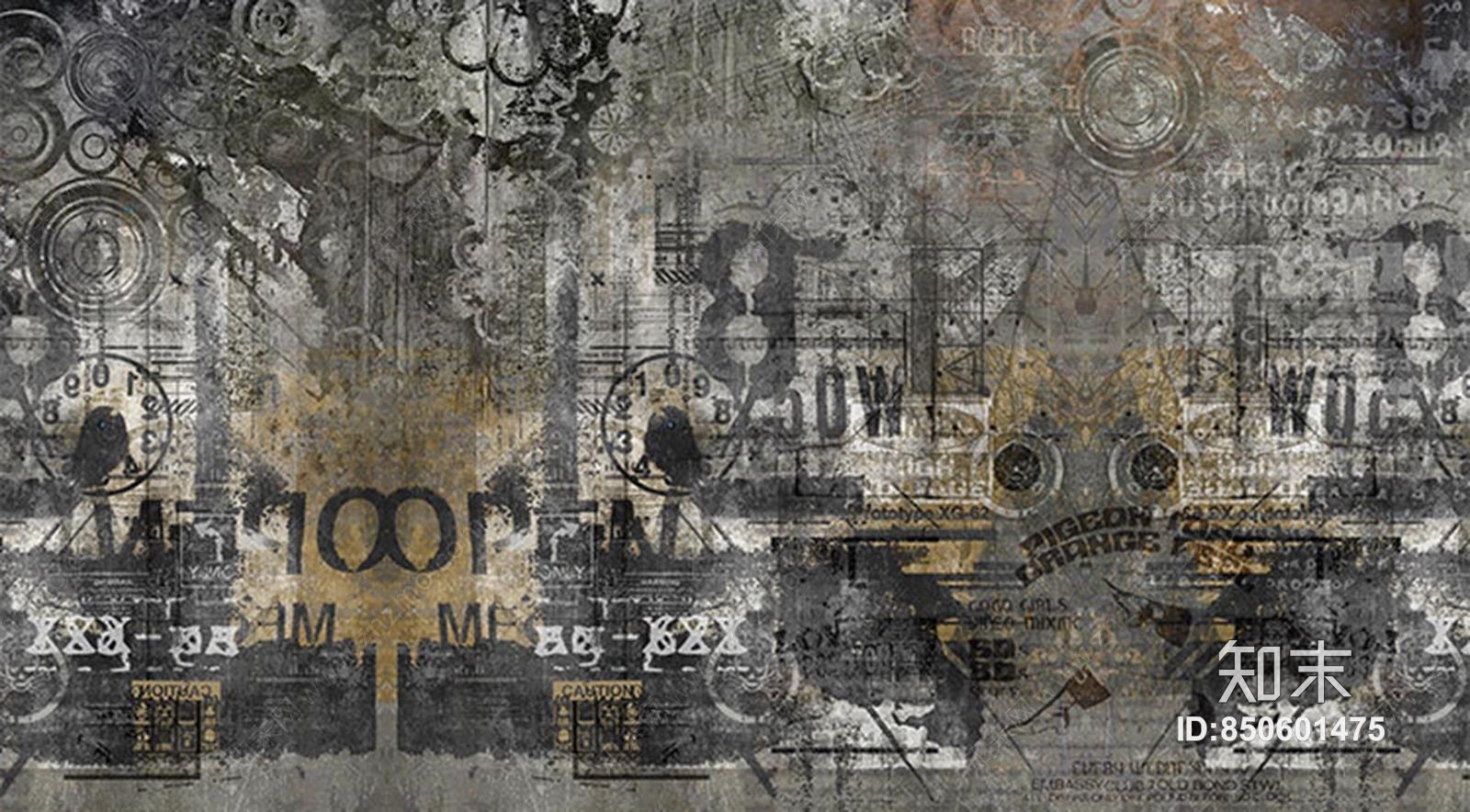 工业风墙绘贴图贴图下载【ID:850601475】