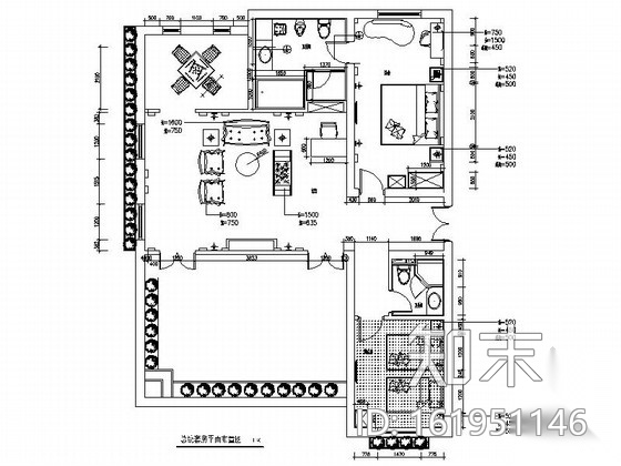[成都]高档四星级花园酒店总统套房施工图cad施工图下载【ID:161951146】