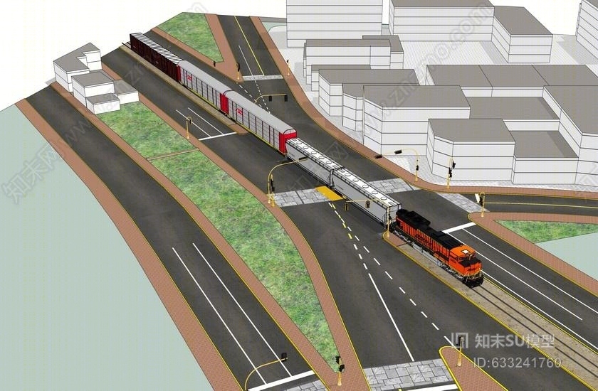 铁路干线SU模型下载【ID:633241760】
