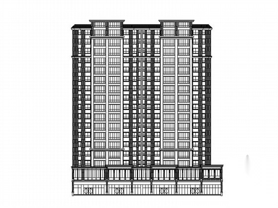 [云南]17层现代风格剪力墙商住楼建筑施工图cad施工图下载【ID:165922164】