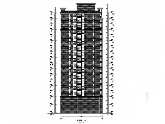 [云南]17层现代风格剪力墙商住楼建筑施工图cad施工图下载【ID:165922164】