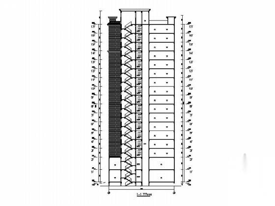 [云南]17层现代风格剪力墙商住楼建筑施工图cad施工图下载【ID:165922164】