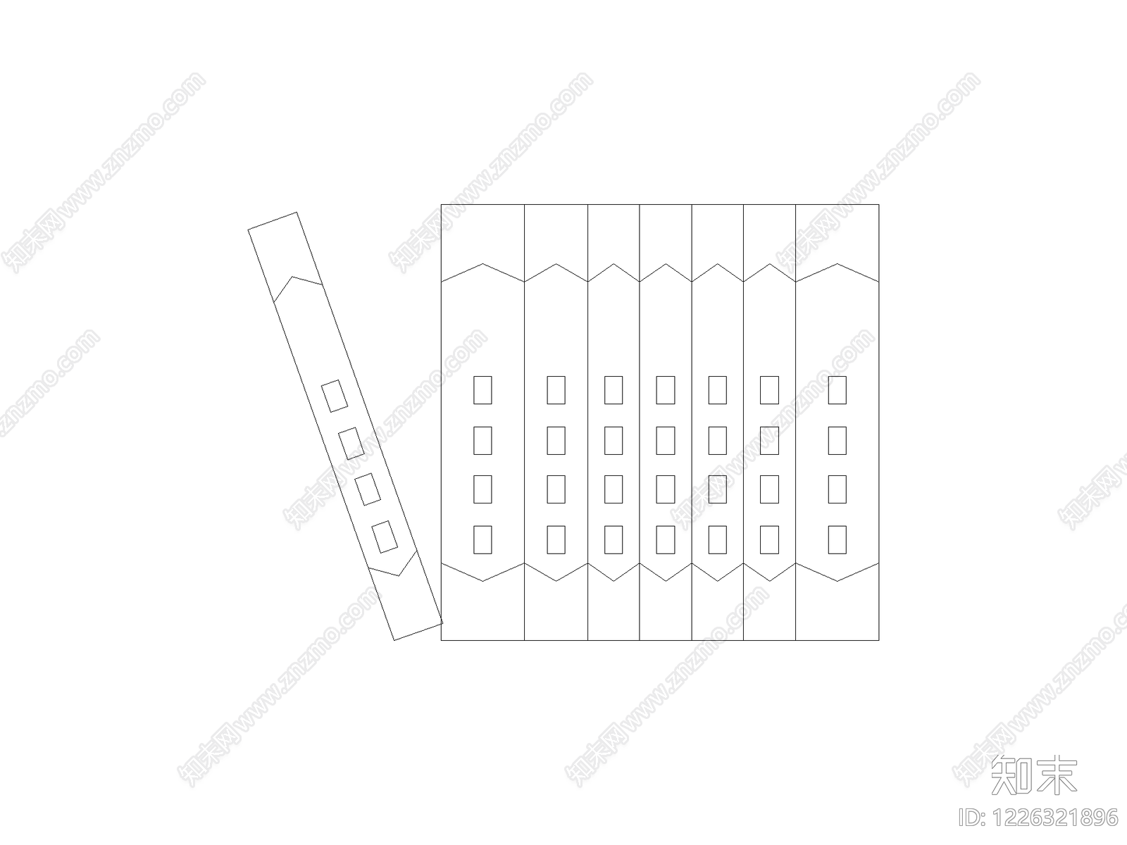 屏风隔断cad施工图下载【ID:1226321896】
