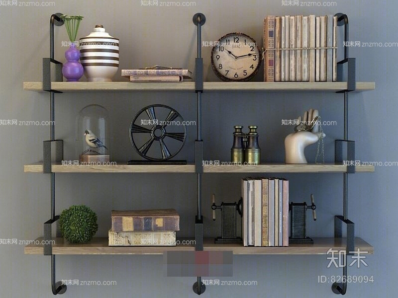 木艺置物架3D模型下载【ID:82689094】