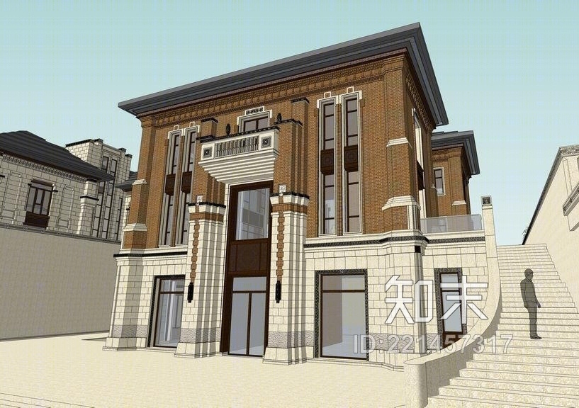 中西混合奢华别墅SU模型下载【ID:221457317】
