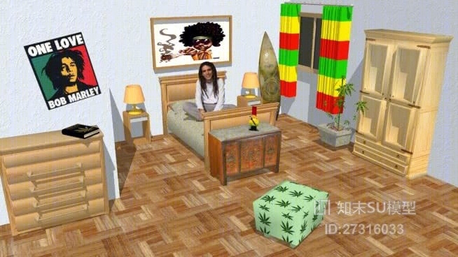 RASTA卧室SU模型下载【ID:27316033】
