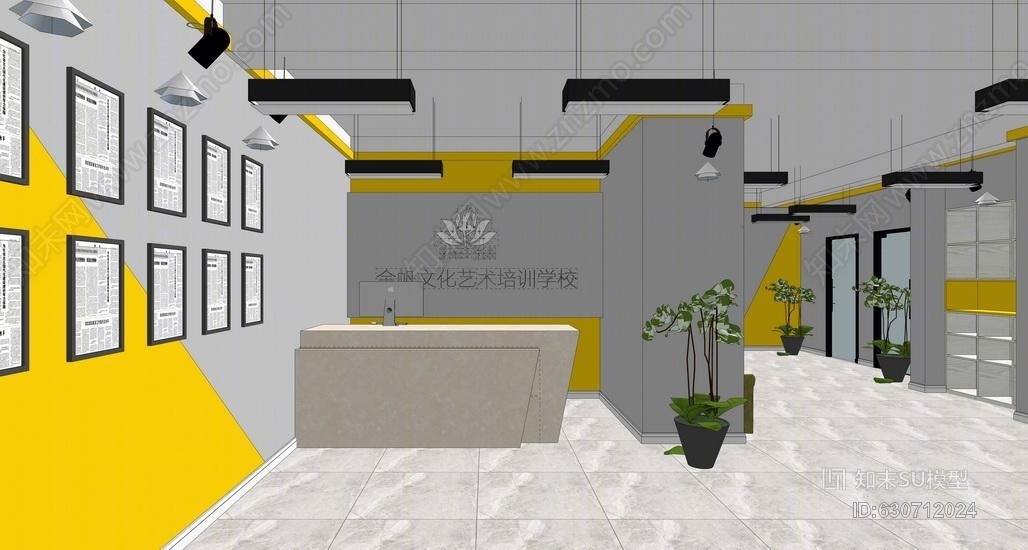舞蹈培训室内设计SU模型下载【ID:630712024】