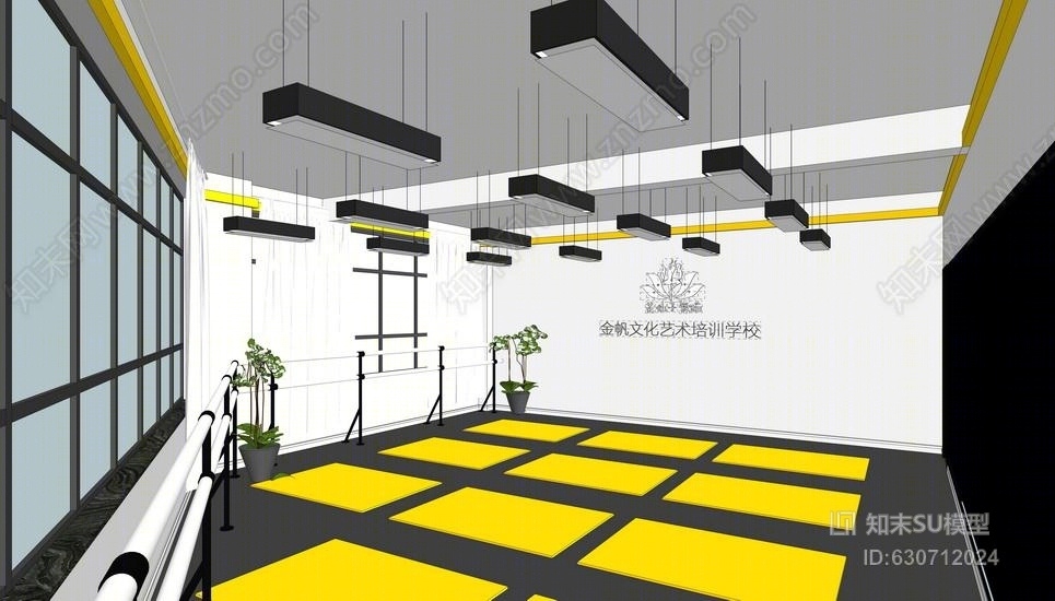 舞蹈培训室内设计SU模型下载【ID:630712024】