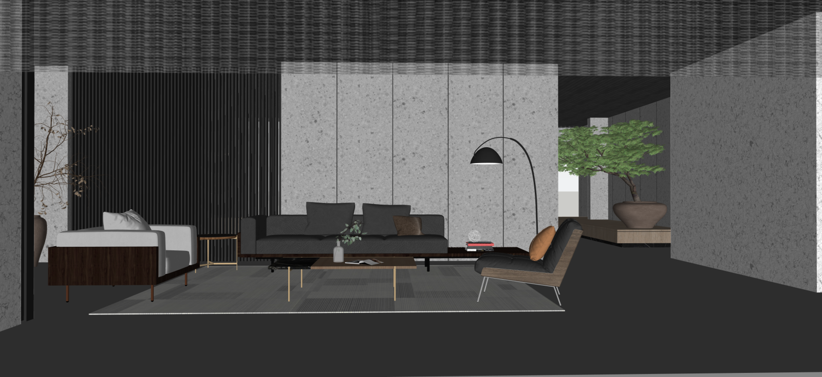 侘寂家居客厅SU模型下载【ID:1222192613】