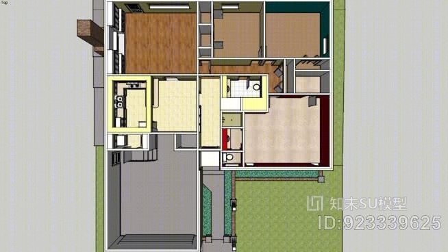 三维平面布置图SU模型下载【ID:923339625】