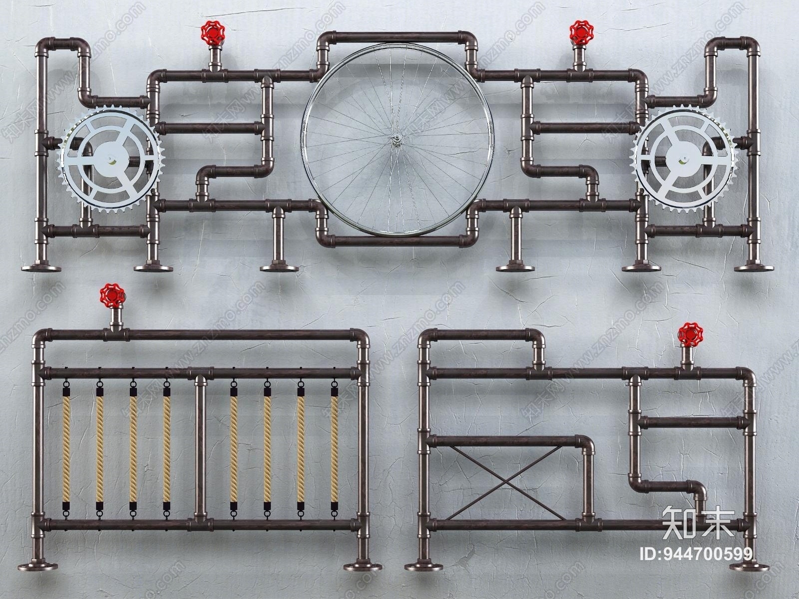 工业风铁艺扶手3D模型下载【ID:944700599】