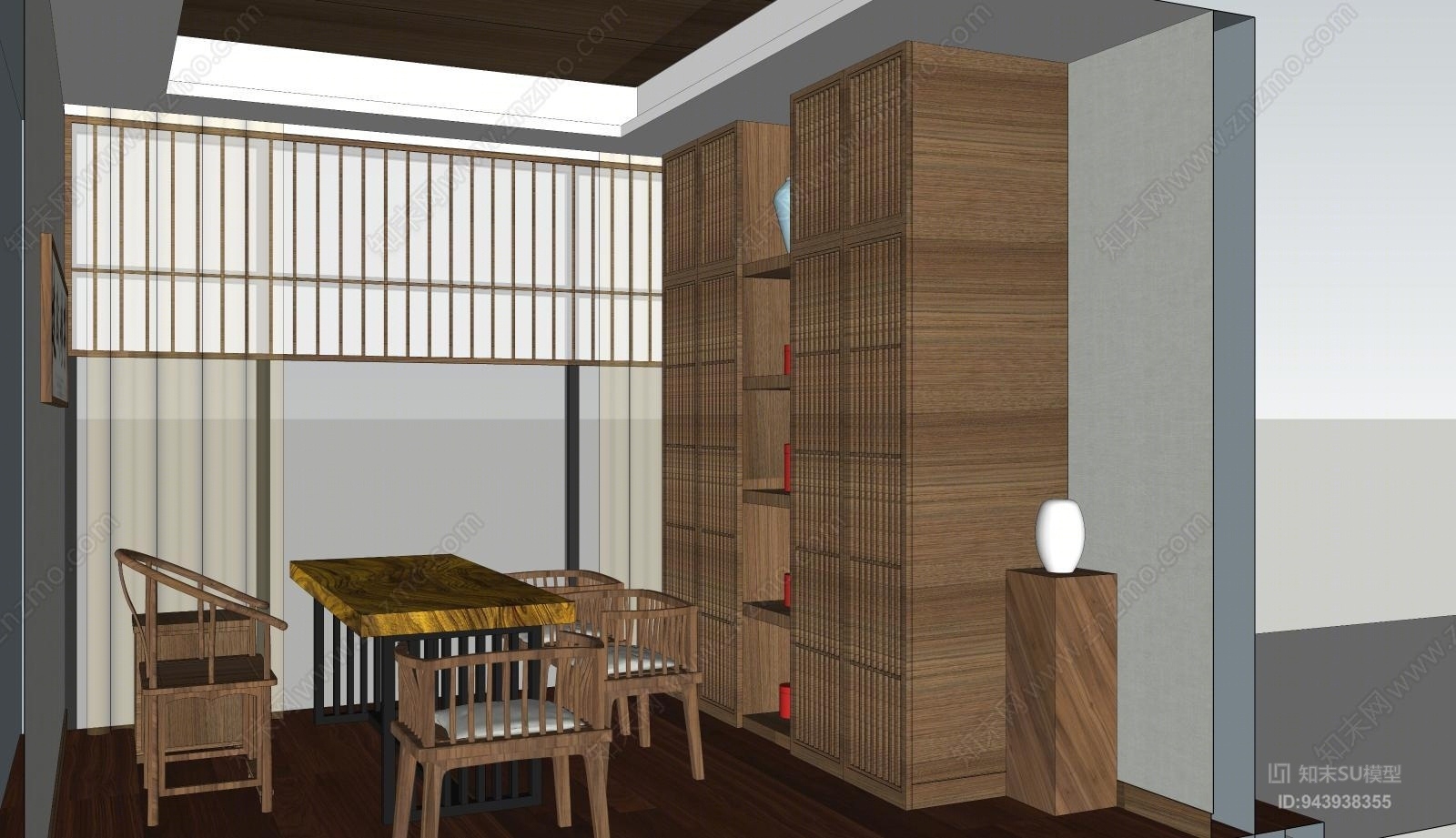 日式茶室SU模型下载【ID:943938355】