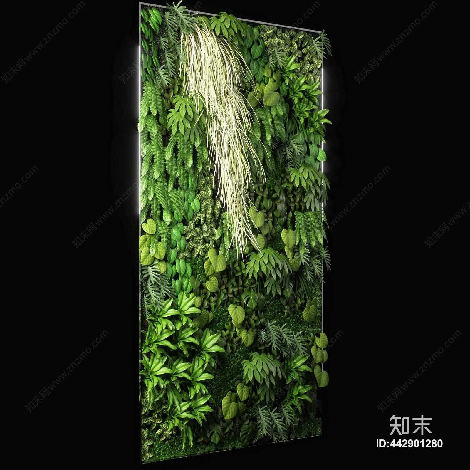 现代植物背景墙3D模型下载【ID:442901280】