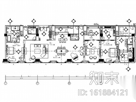 [山东]商务休闲连锁酒店总统套房施工图cad施工图下载【ID:161884121】