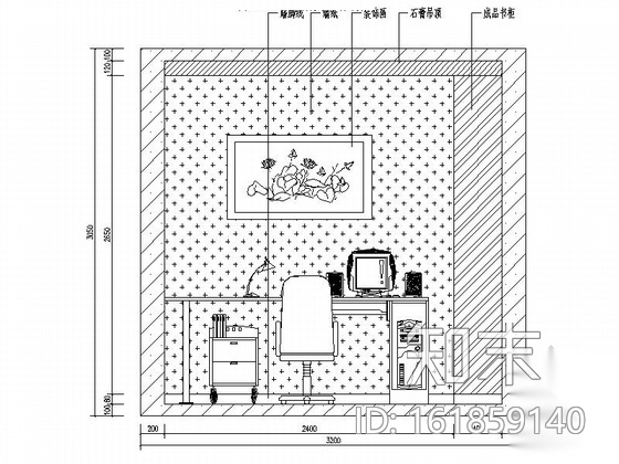 [重庆]雅致新中式三居室样板房装修图（含效果）cad施工图下载【ID:161859140】