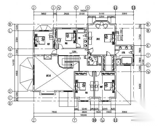 某小型二层别墅建筑方案图07cad施工图下载【ID:149921125】