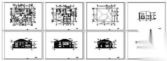 某小型二层别墅建筑方案图07cad施工图下载【ID:149921125】