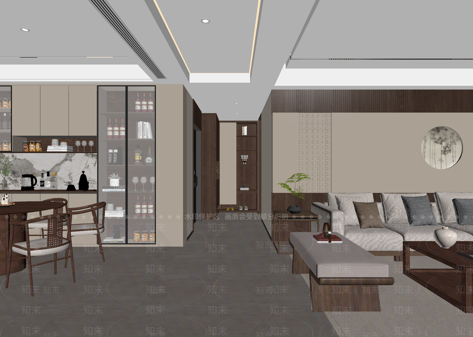 新中式客餐厅3D模型下载【ID:1215183007】
