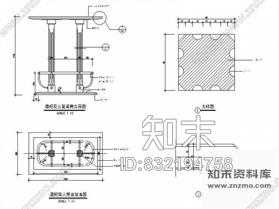 图块/节点酒吧双人餐桌详图cad施工图下载【ID:832194758】